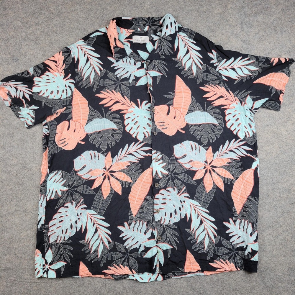 Oak Hill Shirt Mens 2XLT Tall Tropical Floral Button Front Short Sleeve Casual